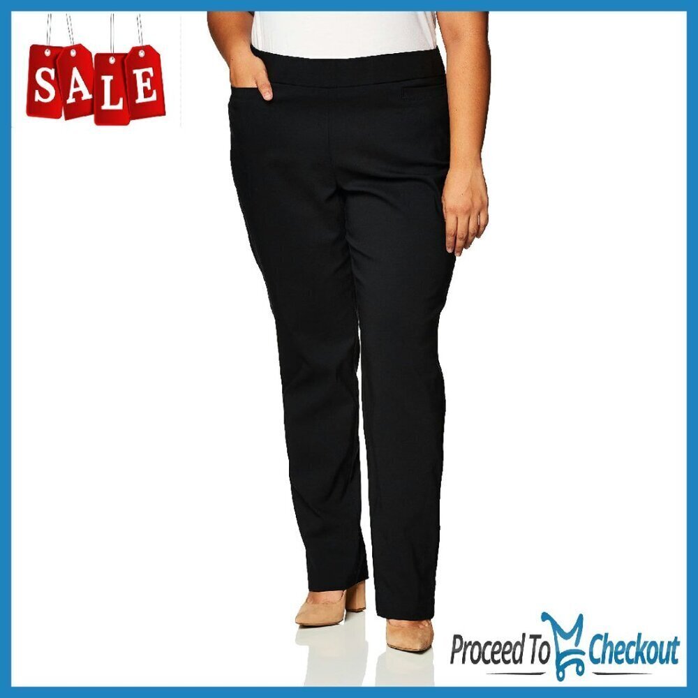Plus Size Super Stretch Pull On Career Pants with Welt Pockets